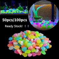 50/100Pcs Luminous Pebble Stone Glowing in the Dark Stone For Aquarium Fish Tank Garden Plant Home Decoration