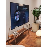 Stainless Steel TV Bracket Metal Wheeled Movable Living Room Home Monitor Bracket Screen
