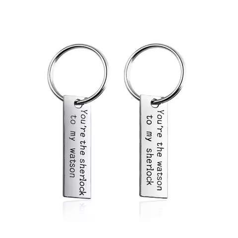 Inspired Letter Keyrings - Watson To My Sherlock and Sherlock to my Watson - A Pair of Hand Stamped 