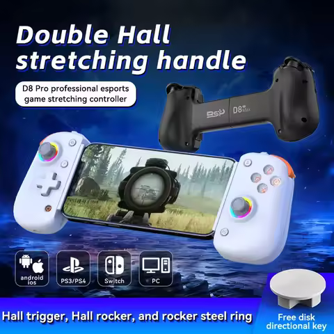 NEW BSP D8 PRO RGB Tablet Controller Wireless Handle For Switch Game Bluetooth Stretching Joystick F