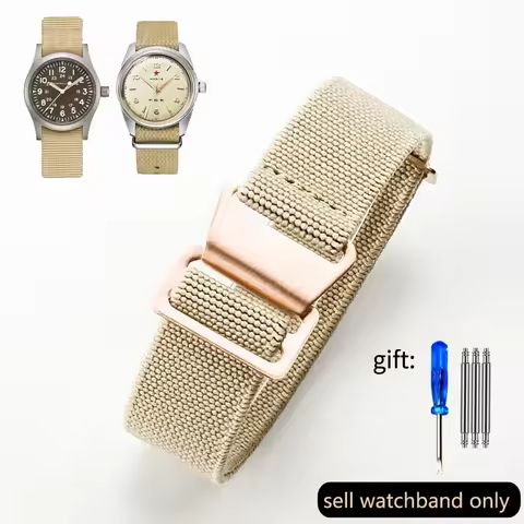 60's French Troops Parachute Elastic Nylon WatchBand Man's Universal SmartWatch Wrist Strap 20mm 21m