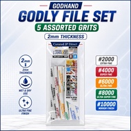 GodHand Godly File Set - 5 Assorted Grits (2mm Thickness) [#2000/#4000/#6000/#8000/#10000] GH-KS2-KB