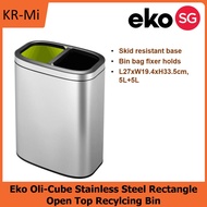 Eko Oli-Cube Stainless Steel Rectangle Open Top Recylcing Bin L27xW19.4xH33.5cm, 5L+5L, 281HB-EK9036
