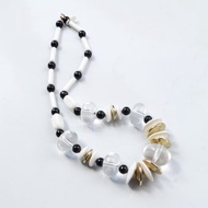 80s Vintage W Germany monotone × gold color design necklace