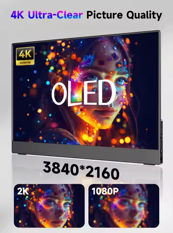UPERFECT 13.3 Inch OLED 4K Portable Gaming Monitor 1MS Laptop Screen 400Nits 100000:1 Travel Externa