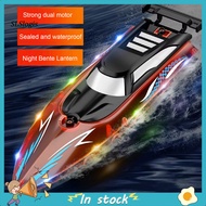 SLS_ High-speed Rc Boat Colorful Led Boat Waterproof Electric Rc Boat Toy with Led Lights Outdoor Fun for Southeast Asian Buyers