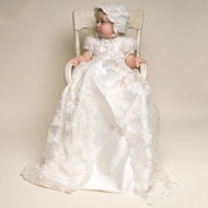 Infant One Year Old Hundred Days Baptism Small Dress Long Lace Dress Hat Two-Piece Children's Clothi