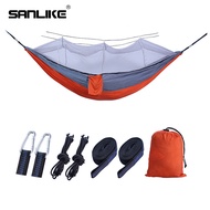 SANLIKE เปลญวณแบบพกพาเตียงแขวนพร้อมตาข่ายกันยุงและอุปกรณ์เสริม Multi ใช้ Hammock Swing Sleeping น้ำห