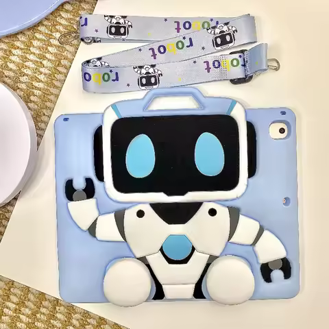 3D Robot Stand Case For iPad A16 11th 2025 Air 11 10th 10.9 Air 4 5 Pro 11 2024 Kids Cover iPad 10.2