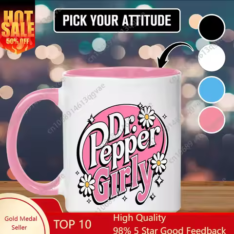 Funny Dr. Pepper Mug Hot Girls Drink Girly Coffee Cup Cute Gift for Friend Soda Lover Present Trendy