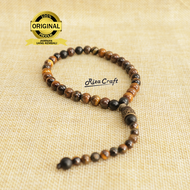 Tasbih isi 33 Butir Kecil Unik Cantik Batu Akik Tiger Eye ASLI Alam Natural ORIGINAL Liontin Yoga