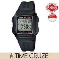 [Time Cruze] Casio F-201 Digital 5 Alarms Black Resin Strap Army Men Watch F-201WA-1A  F-201WA-1