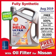 Shell Helix Ultra 5W-40 4L Fully Synthetic Engine Oil 5W40 (with Oil Filter for Nissan)