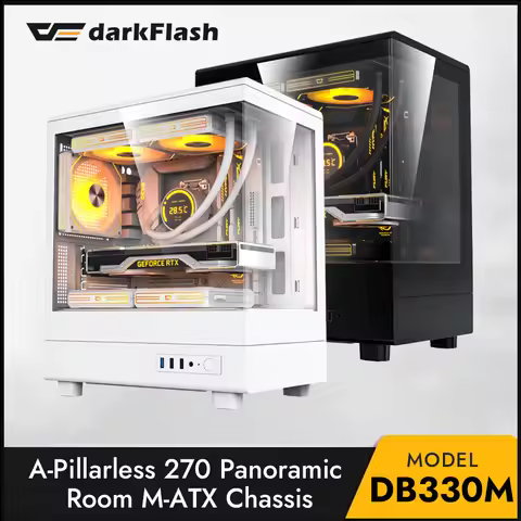 Darkflash DB330M PC Case M-ATX Desktop 270 ° Sea View Room Computer Case USB3.0 Double-Sided Transpa