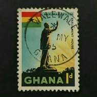 1959 Stamp Ghana-Unique Used Stamp-1d Ghana's First President-Kwame Nkrumah Statue