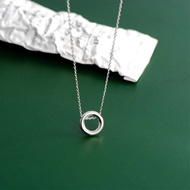 [Peinn]Women's silver necklace with round face and basic chain D0220
