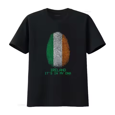 Mens St Patricks Day Organic T Shirt Irish DNA Fingerprint IRELAND Rugby vintage Washed Top For Ever