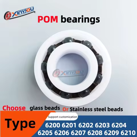 Steel Balls POM Plastic Bearing 6200 6201 6202 6203 6204 6205 6206 6207 ~~ 6210 with Glass 304 Stain