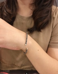 Jewelrythai กำไลเงินแท้ 925 กำไลข้อมือผู้หญิง กำไลเงินตัน รมดำ กําไลแฟชั่น ผู้หญิง ของขวัญ