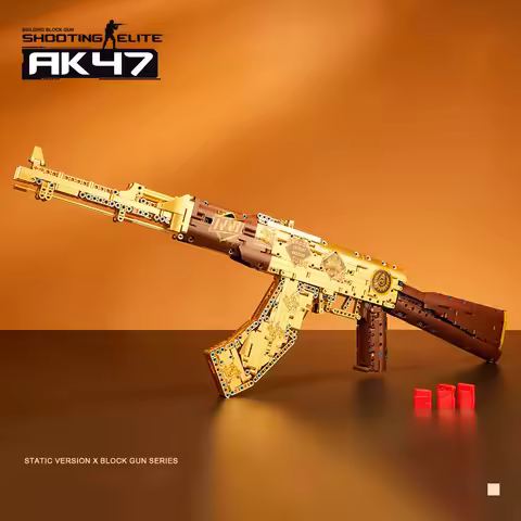 1548PCS Technical Golden AK47 M4A4 AWP P90 Gun Model Building Blocks with Motor Set Weapon Bricks To