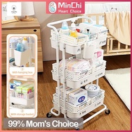 Angelababy..*1 "[MINCHI] Quality Baby Storage Rack | Full Set 3/4 Tier Trolley Rack | Multipurpose Storage Trolley"