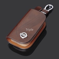 Leather Car Key Bag Keychain Remote Key Case Cover Holder Wallet Bag Pouch Anti Loss Accessories for Nissan Almera Grand X Trail Lixina Navara Serena Sylphy Teana Vanette