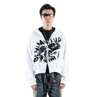 DENIMITUP Garuda Double Zip Hoodie - White - Hoodie pria