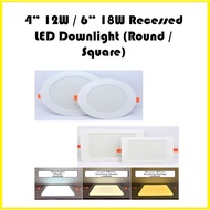 4" 12w / 6" 18w Recessed LED Downlight Build In Led Driver (Round / Square)
