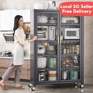 [SG READY STOCK] Multi-functional 6 Layers Kitchen Storage Rack w Door Household Microwave Storage C