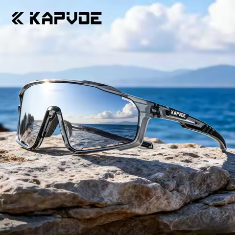 KAPVOE Photochromic Cycling Glasses Outdoor Sports Men Bicycle Windproof Goggles Hiking Eyewear Wild