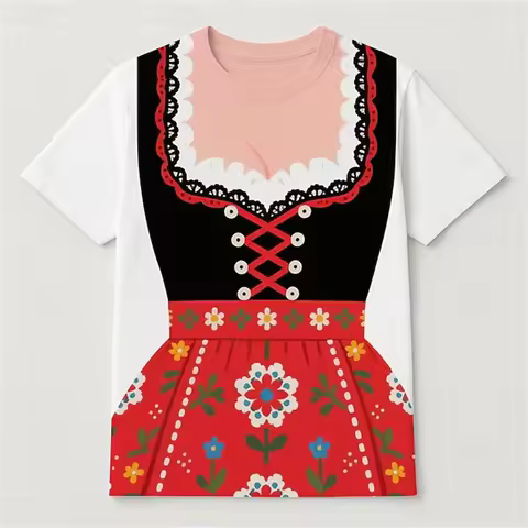 3D German Oktoberfest Beer Festival Printing Women T-Shirt Harajuku Beer Festival Cosplay Costume Gr