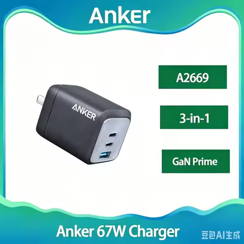 Anker Prime 67W GaN Multi-Port USB-C Fast Charger Compact Foldable Plug PD Charging Block For MacBoo