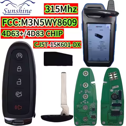 M3N5WY8609 CJ5T-15K601-DX 4D63+/4D83 DST80 315MHz Keyless Go Car Remote Key For Ford Escape Focus C-