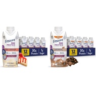 Max Protein Nutrition Shake with 30g Protein, Cherry Cheesecake & Cafe Mocha Flavors, Pack of 12, 11