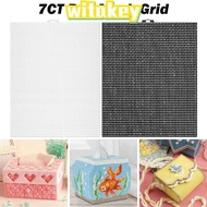 WITAKEY Bag Mesh Grid, 7CT 33.5x26CM Mesh Canvas, Purse Making Supplies White Black Plastic Bag Rug 