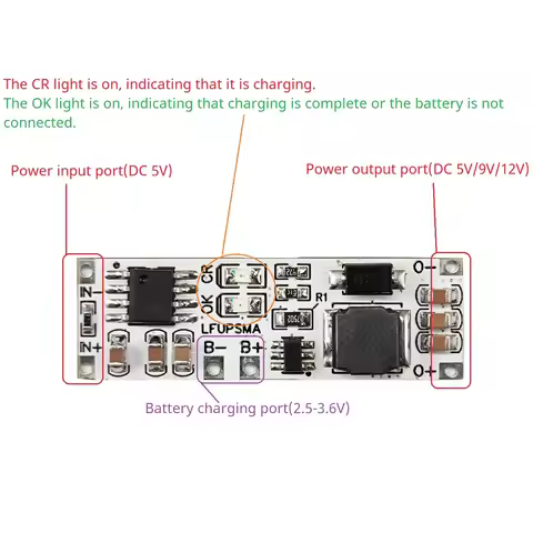 2 IN 1 3.2V LiFePO4 Battery Charge & Discharge UPS Module 5V 9V 12V DC DC Boost Converter 32140 3270