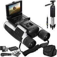 Acuvar 5 Mega Pixel Digital Camera/Video Photo Recorder 12X32 Binocular w/ 2" LCD Screen, 2X 32GB SD Cards, 57" Tripod, Card Reader, 12PC SD Holder &amp; Travel Bag Bird Watching Football Game or Concert