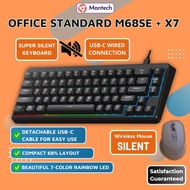 Free Wolf M68SE Wired Keyboard 68 Keys + X7 Wireless Mouse Bluetooth 5.0/2.4G, RGB, Ergonomic Combo