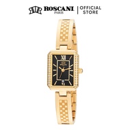 Roscani Heather E16 (Gemstone Bezel + WR 5ATM) Gold Black Bangle Women Watch