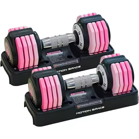 Adjustable Dumbbells Set 12.5LB 22.5LB Pair 1Sec Fast Adjustable 5 Weights by Turning Handle Premium