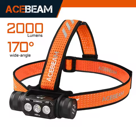 ACEBEAM H50 2.0 LED Headlamp 2000 Lumens 5000K 170° Wide Range Floodlight/Spotlight/Dual Beam for Ca