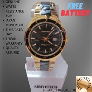 Army Tech Gold Waterproof Men Watch/Jam Emas Lelaki/原装防水表
