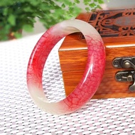 Xiuyu Chicken Blood Stone Jade Bracelet Women's Half Edge Chicken Blood Stone Jade Bangle Gift