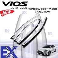Toyota Vios 2019 to 2025 INJECTION Window Door Rain Visor BLACK WHITE Thailand Quality ( Car Accesso