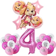 Cartoon PAW Patrol Birthday Decoration Aluminum Film Digital Balloon Set Dog Skye Kids Party Supplies Toys