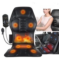 Portable Electric Heating Vibrating Back Chair In Cussion Car Massage Mat Home Office 9 Motor Lumbar Neck Mattress Pain Relief