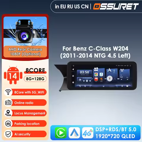 Carplay 4G AI Systems Android 13 Car Radio for Mercedes Benz C-Class W204 Video Player Multimedia GP