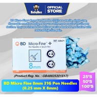 BD MICRO-FINE PEN NEEDLES 0.25MM (31G) × 8MM