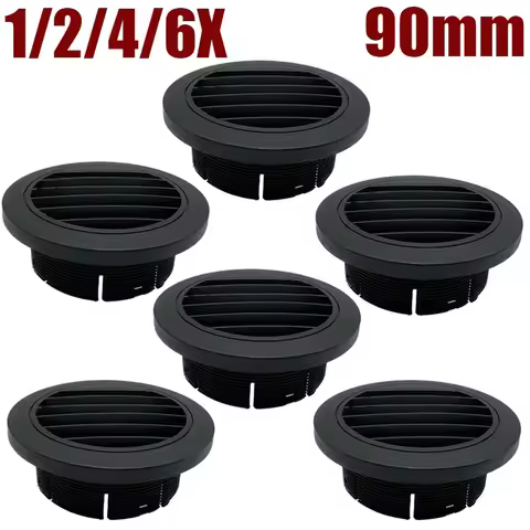 1/2/4/6X 90mm/3.54inch Car Air Vent Ducting Duct Pipe Outlet Flat Round Net Cover Cap Truck Bus Cara