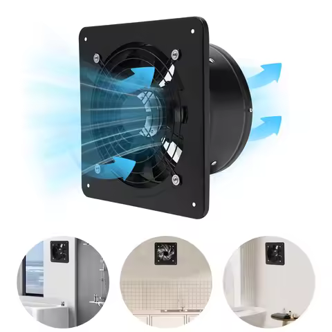 10in//8in Iron Exhaust Fan,Black Wall-mounted 110V Exhaust Fan Application 30㎡ for Home Kitchens